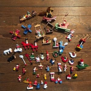50 Vintage Wooden Christmas Ornaments